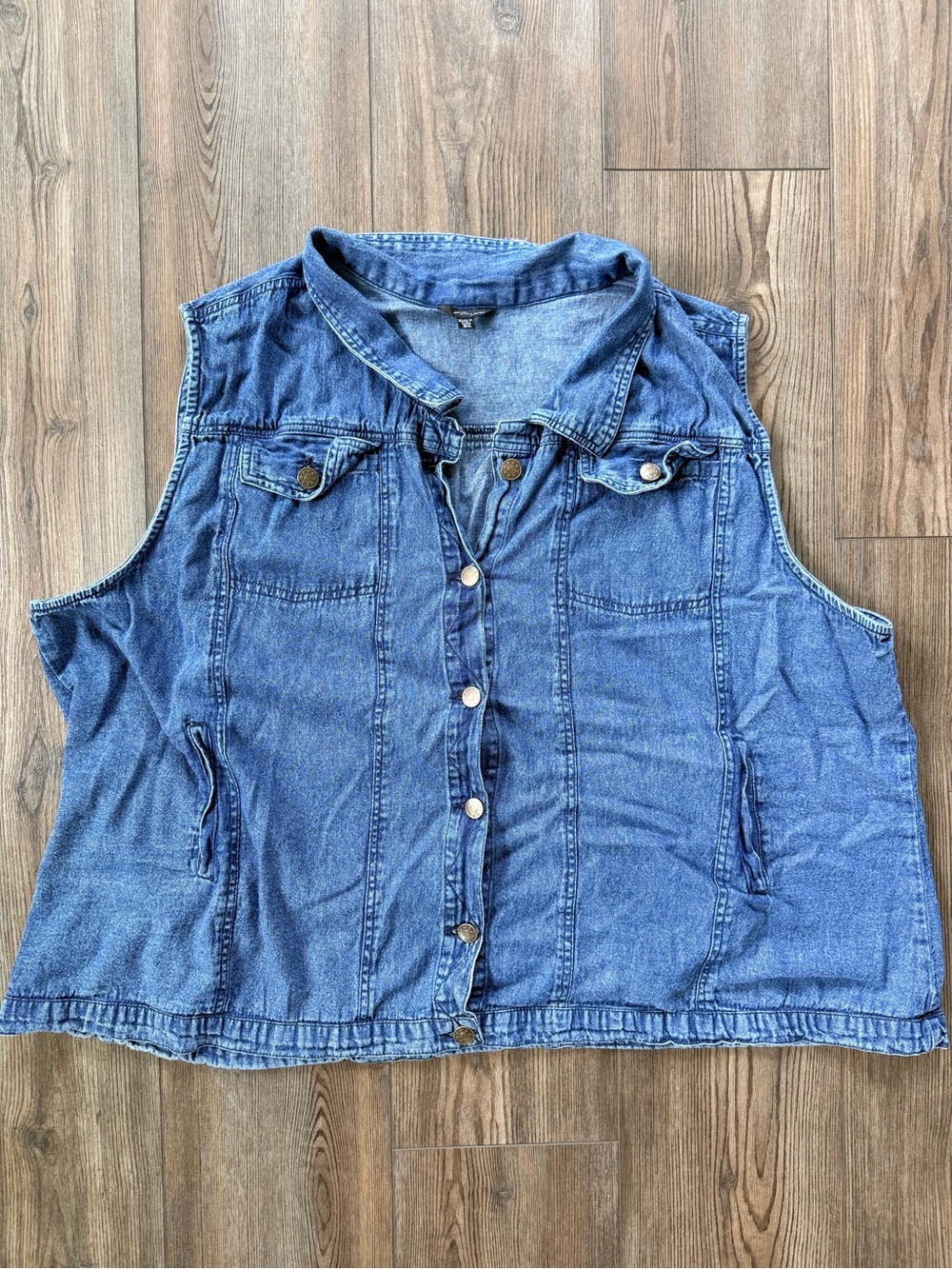 Classic Blue Denim Button-Front Tank Top